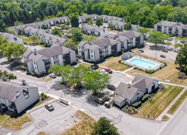 Stoney Creek Apartments Case Study after from above of whole apartment complex